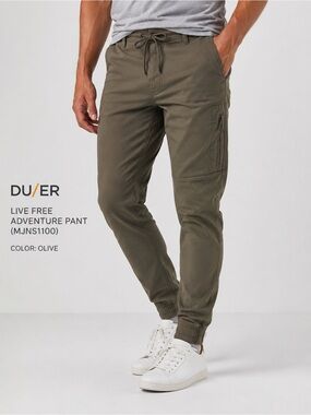 DU/ER Men's Olive Cargo Pants — Stretch Utility Joggers